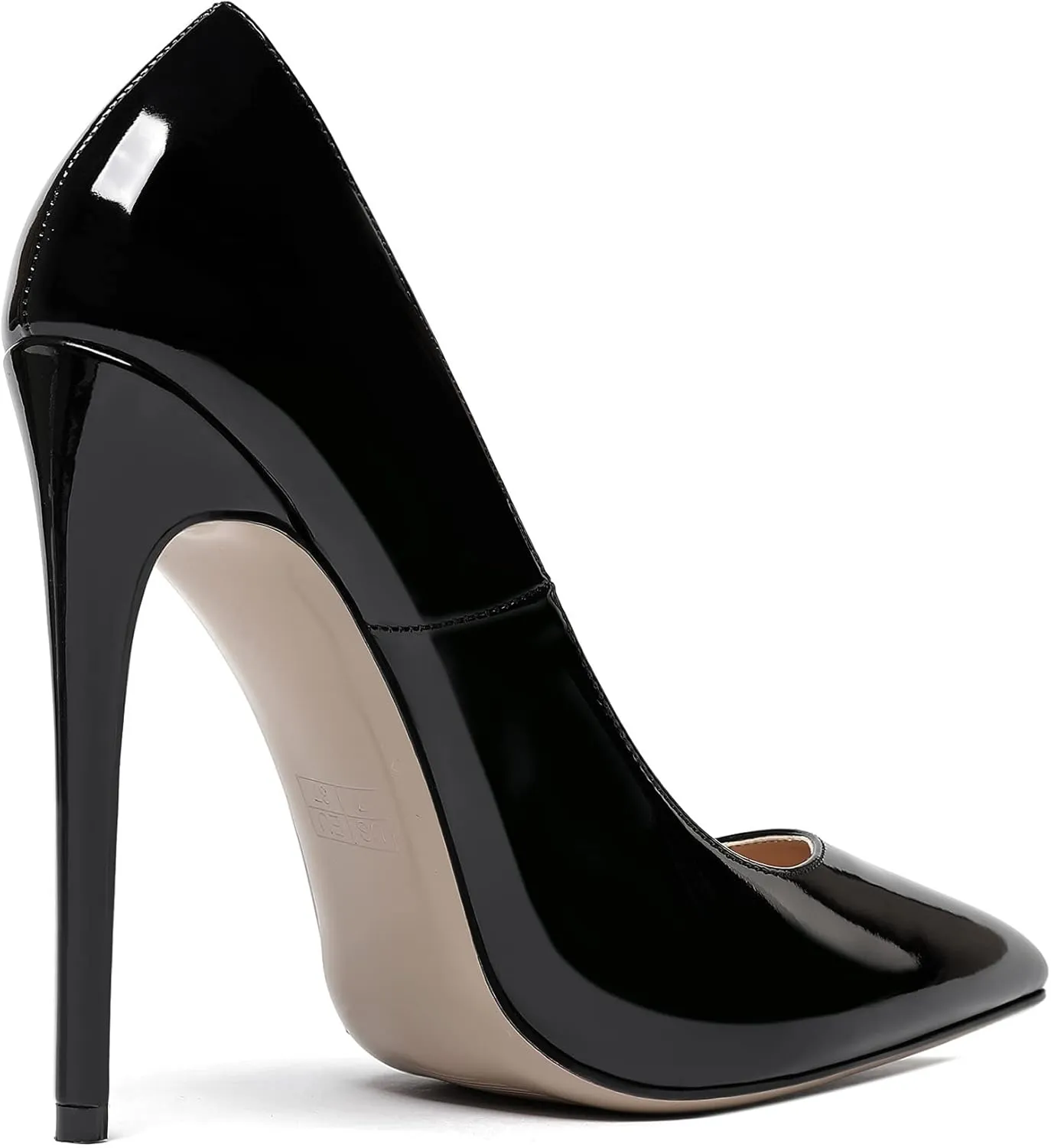 WAYDERNS Women's Patent Slim Pointed Toe Slip On Solid Stiletto High Heel Pumps Shoes 4.7 Inch