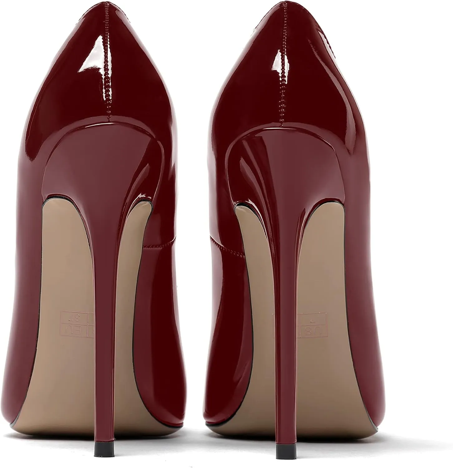WAYDERNS Women's Patent Slim Pointed Toe Slip On Solid Stiletto High Heel Pumps Shoes 4.7 Inch
