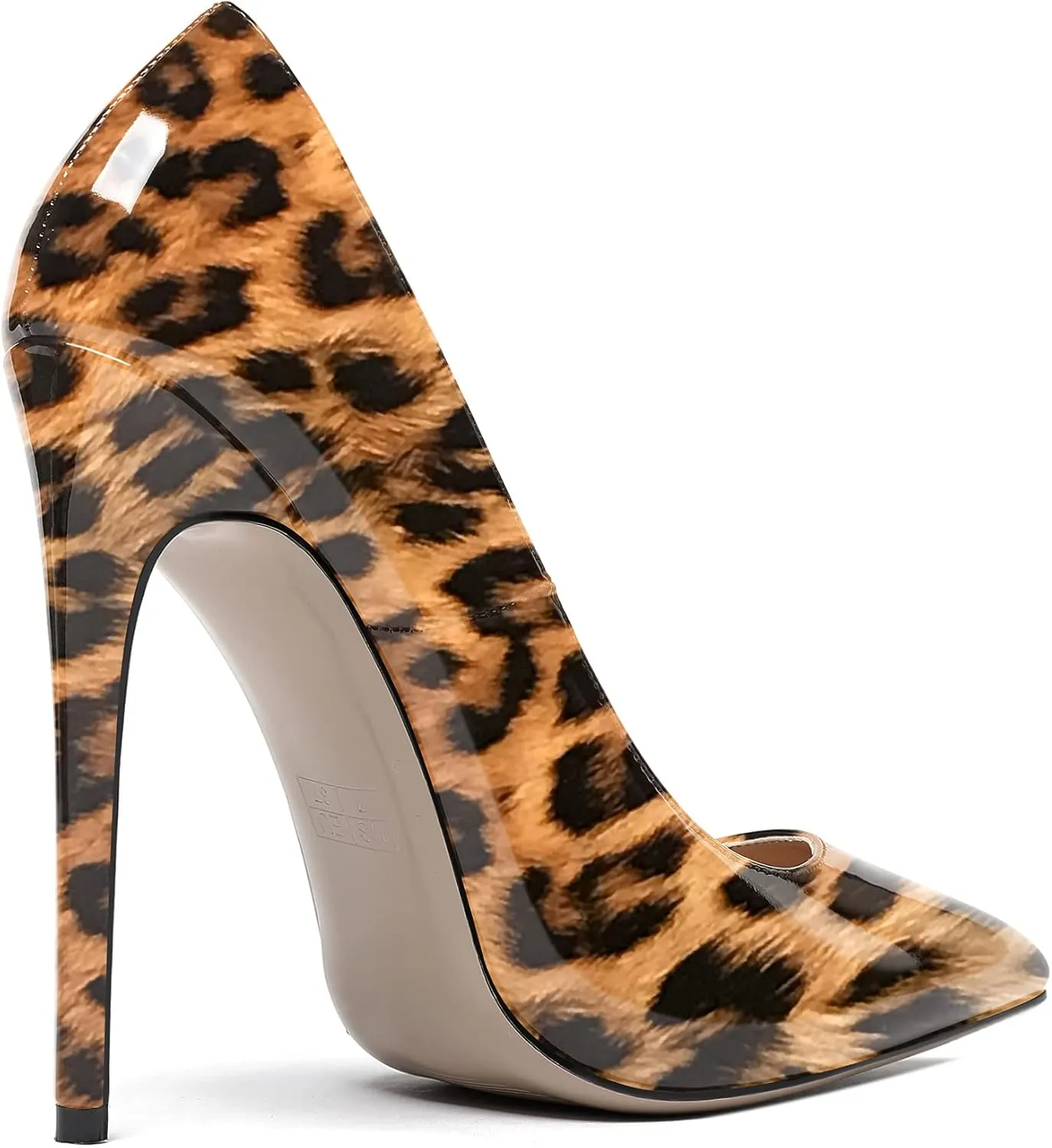 WAYDERNS Women's Patent Slim Pointed Toe Slip On Solid Stiletto High Heel Pumps Shoes 4.7 Inch
