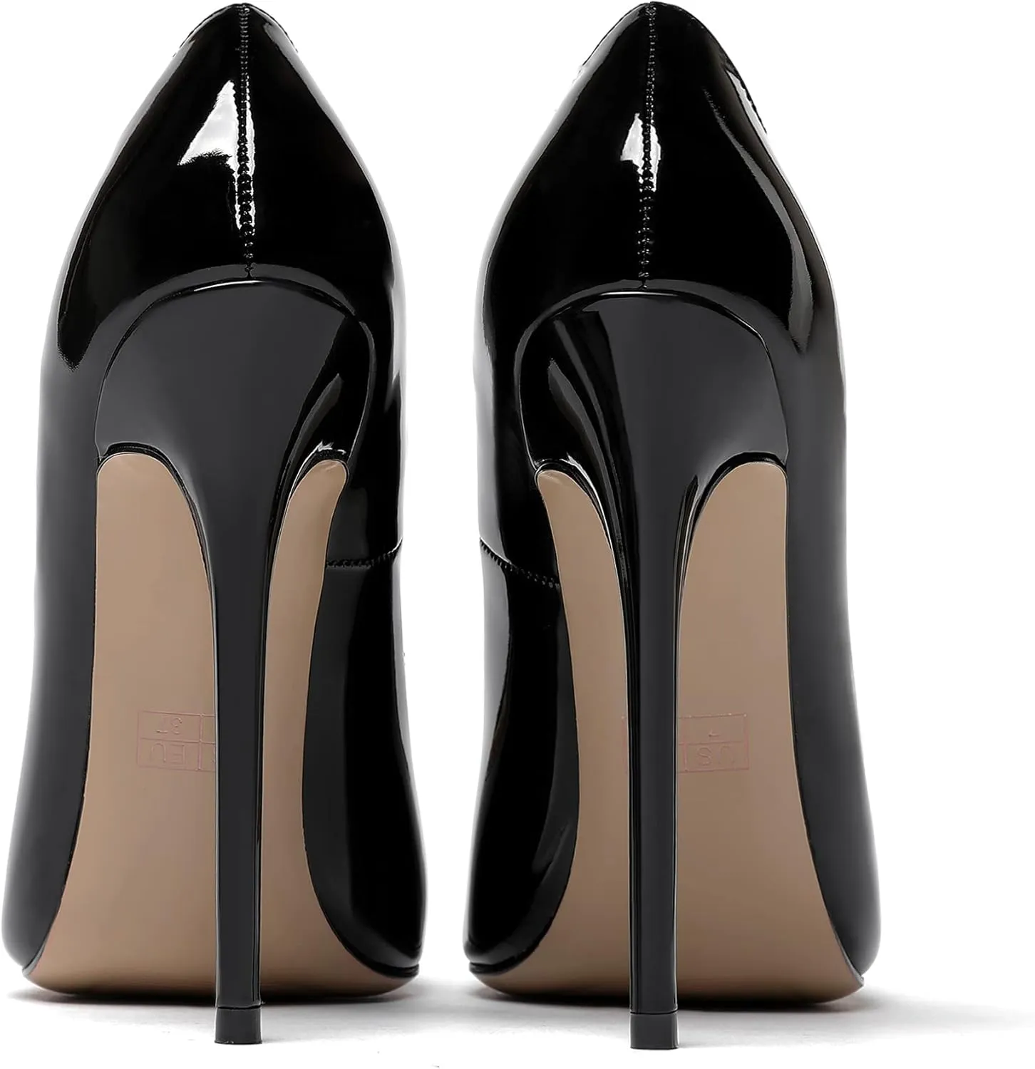 WAYDERNS Women's Patent Slim Pointed Toe Slip On Solid Stiletto High Heel Pumps Shoes 4.7 Inch