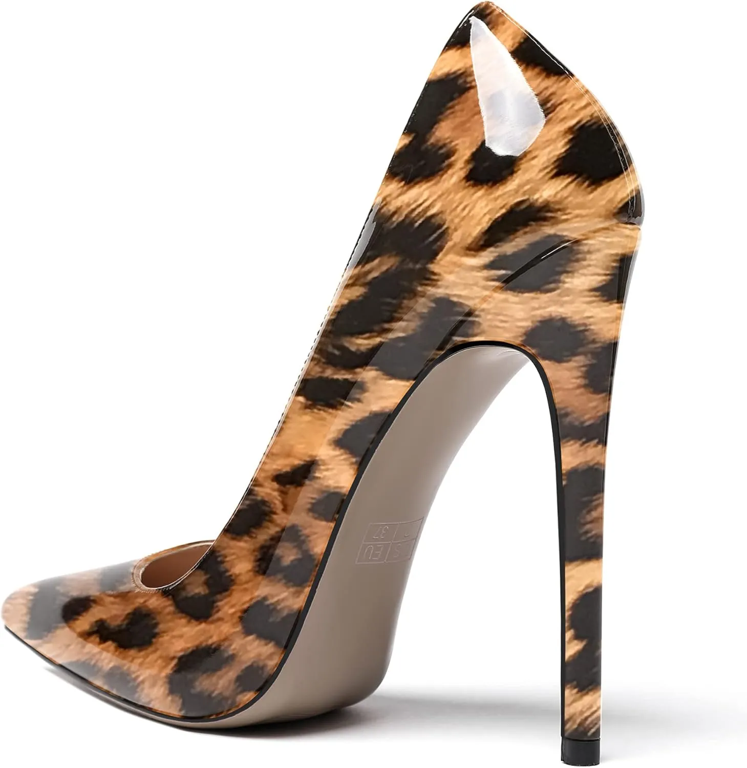WAYDERNS Women's Patent Slim Pointed Toe Slip On Solid Stiletto High Heel Pumps Shoes 4.7 Inch