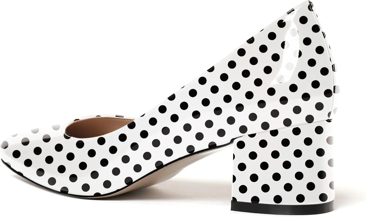WAYDERNS Women's Slip On Block Patent Round Toe Dress Office Chunky Low Heel Pumps Shoes 2 Inch