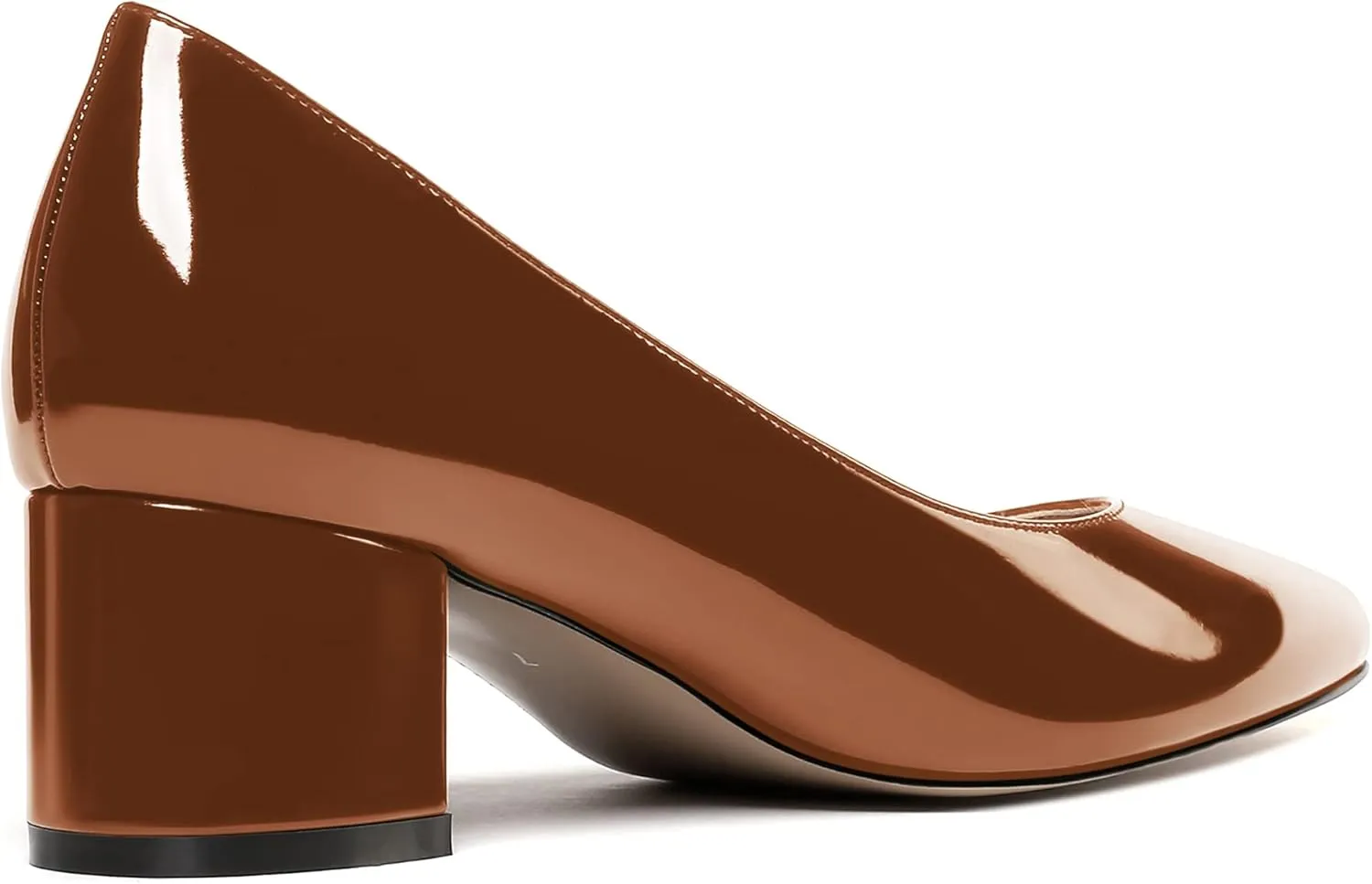 WAYDERNS Women's Slip On Block Patent Round Toe Dress Office Chunky Low Heel Pumps Shoes 2 Inch