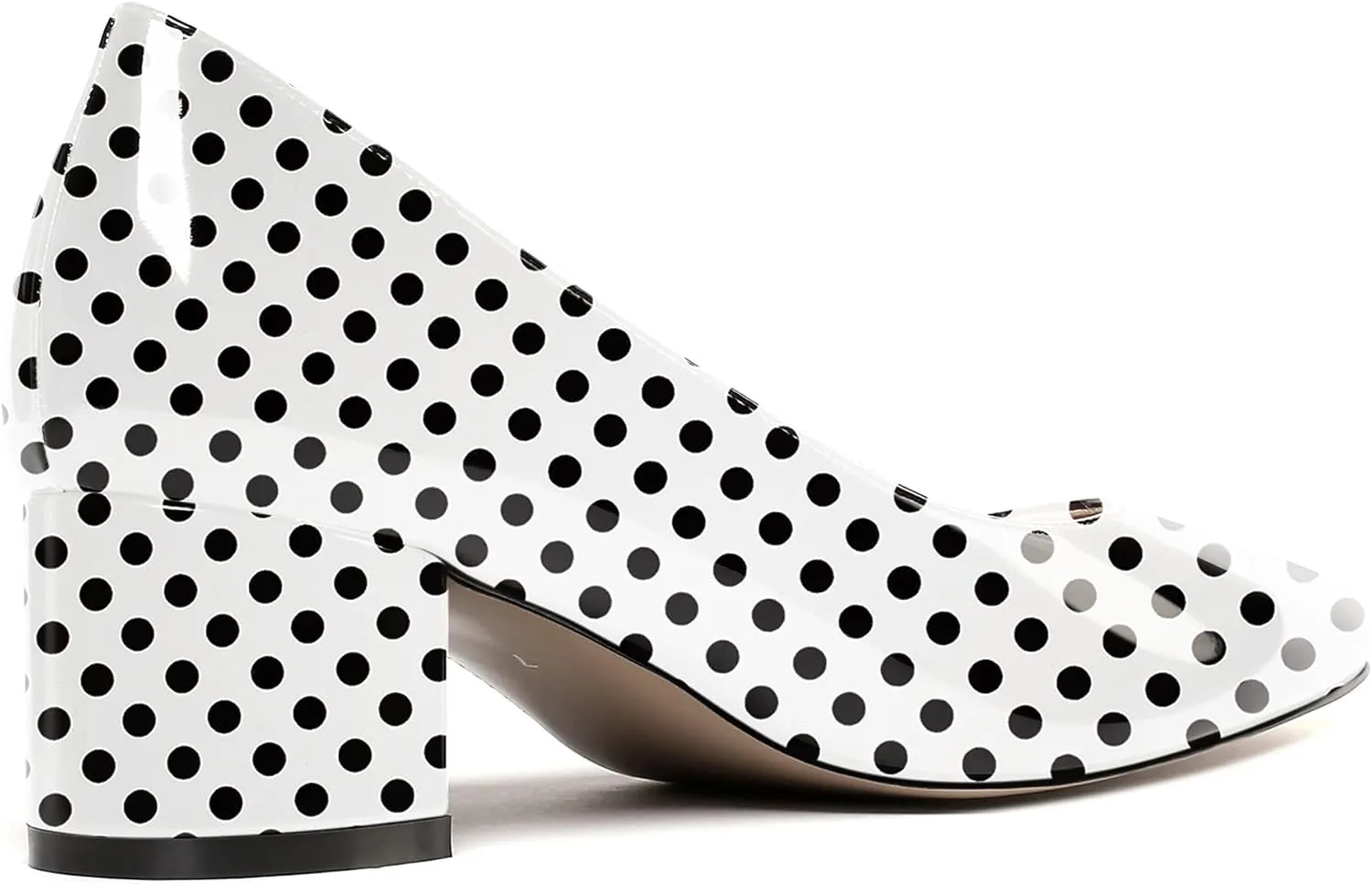 WAYDERNS Women's Slip On Block Patent Round Toe Dress Office Chunky Low Heel Pumps Shoes 2 Inch