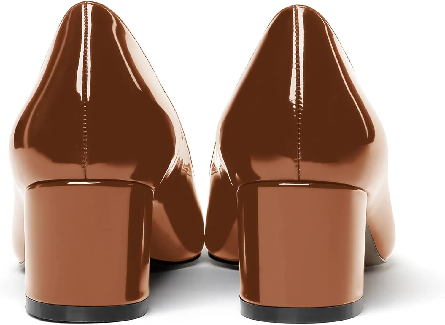 WAYDERNS Women's Slip On Block Patent Round Toe Dress Office Chunky Low Heel Pumps Shoes 2 Inch