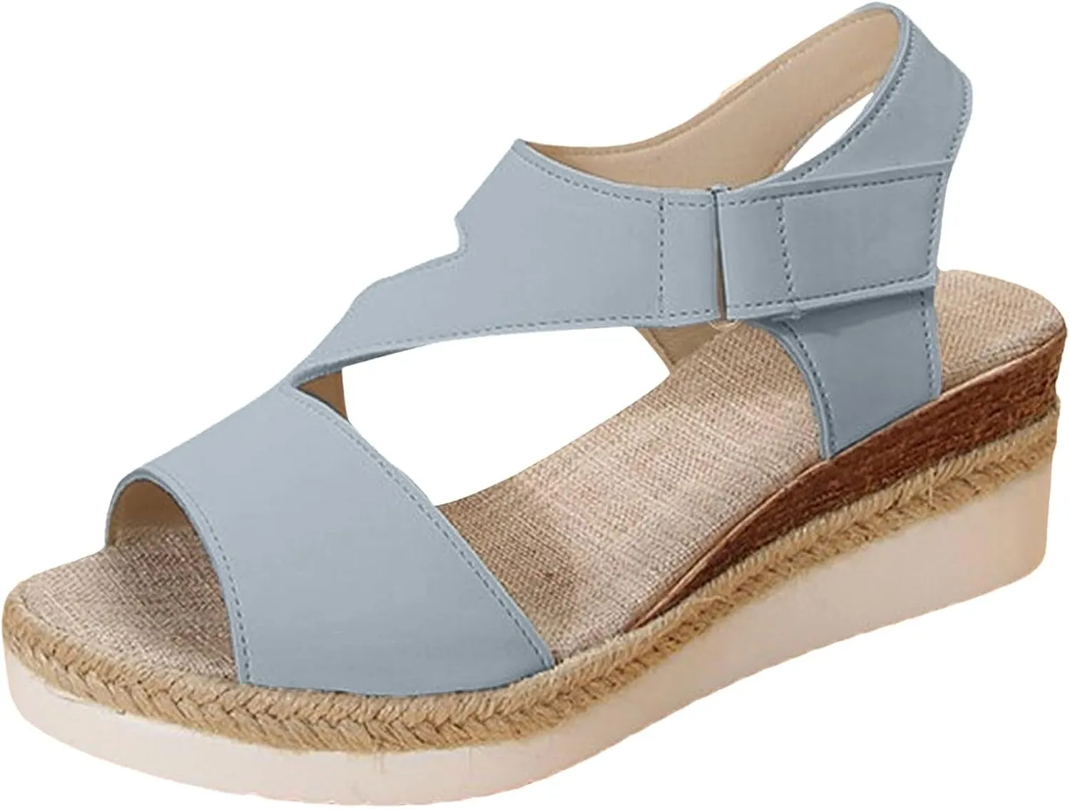 Wedge Sandals for Women 2024 Large Size Thick Soled Strap Sandals Women's Bohemian Wedge Beach Sandals