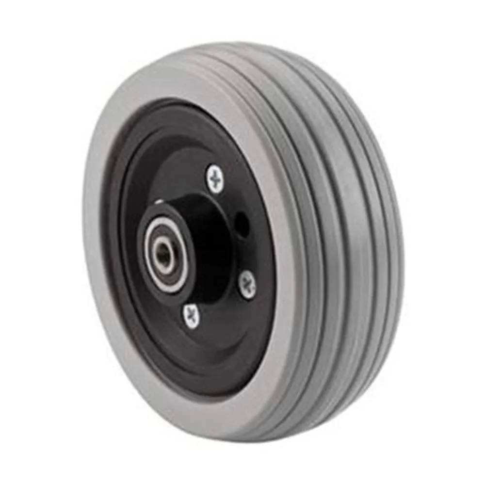 Wheelchair Caster Assembly, Flat Free, Grey Ribbed Tire, 6" x 2", TAGC1762