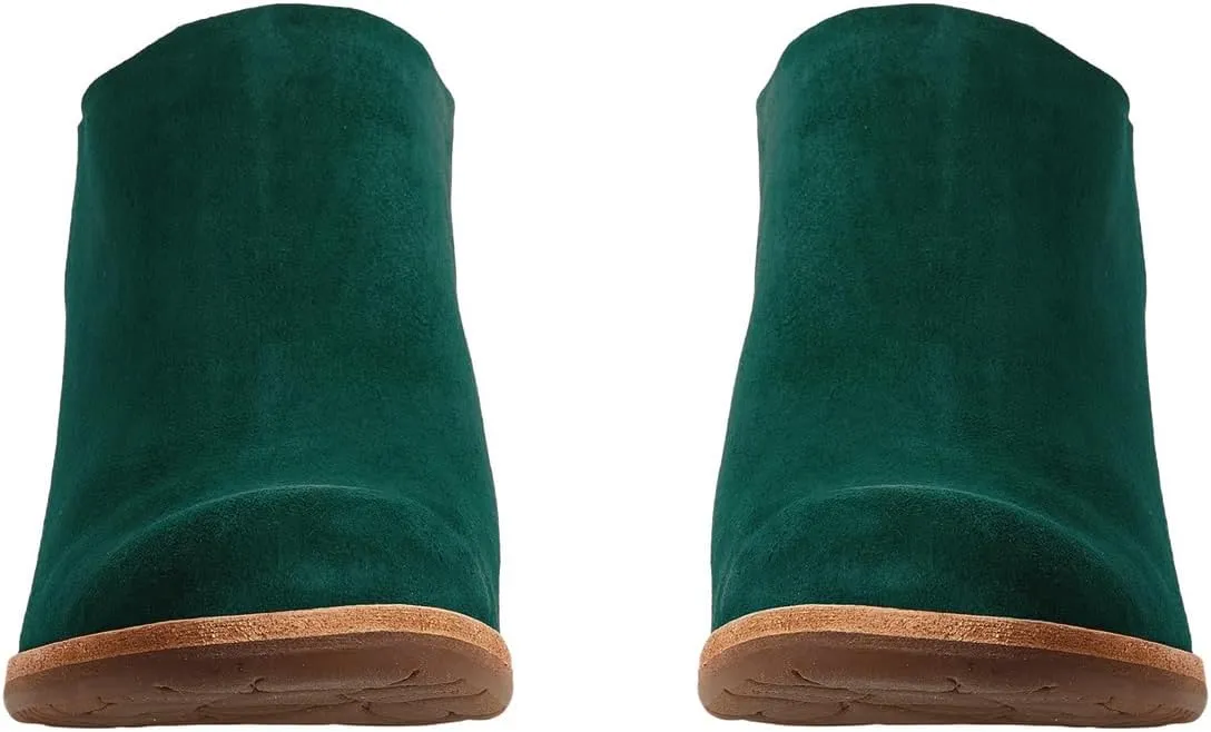 Women High Chunky Stacked Heel Mules Round Closed Toe Heeled Sandals Slip On 3 Inch Block Heels Suede Backless Booties Burnished Dressy Vintage Party Office Ladies Slide Slippers 4-11 M US