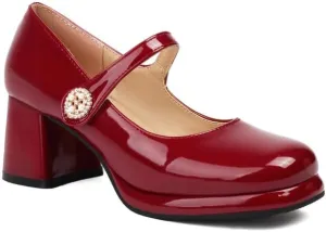 Women Platform Mary Jane Pumps Shoes Glossy Patent Chunky High Heels