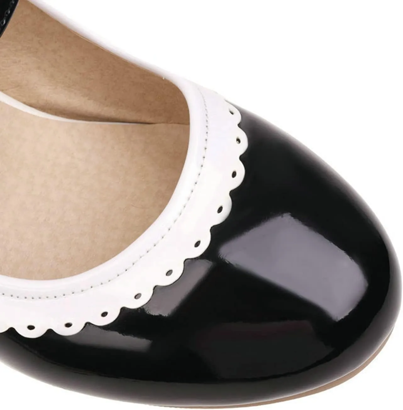 Women Round Toe Mary Jane Pumps Chunky Block High Heel Double Ankle Strap Sweet Dress Dating Shoes