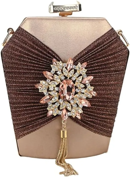 Women’S Appliques Shinning Crystal Shoes and Bag Set Pointed Toe Spike Heels Buckle Strap