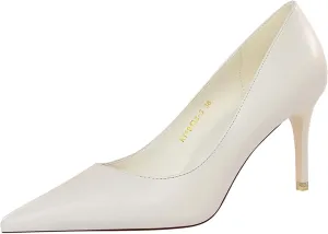 Women's Classic Pointed Toe Mid Heels Pumps Wedding Dress Office Shoes LB077