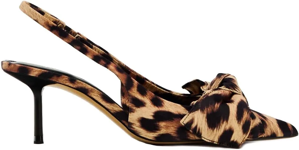 Women's Fabric High-Heel Slingback Shoes Bow Detail On The Front Elastic Strap Around The Back Pointed Toe Wedding Party Office Dance Pump