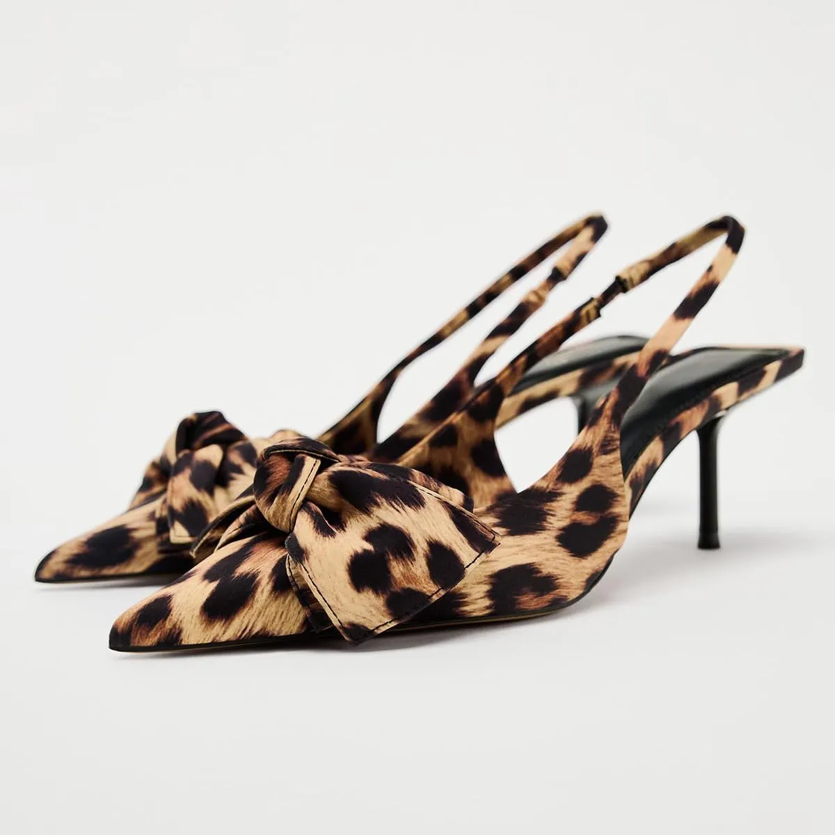 Women's Fabric High-Heel Slingback Shoes Bow Detail On The Front Elastic Strap Around The Back Pointed Toe Wedding Party Office Dance Pump