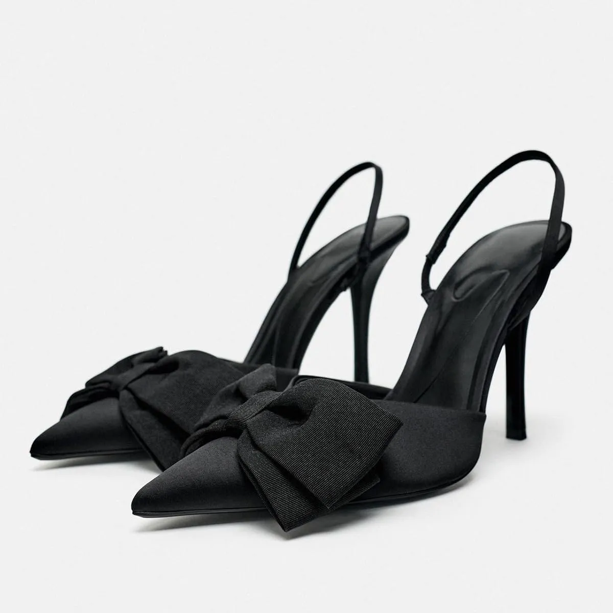 Women's Fabric High-Heel Slingback Shoes Bow Detail On The Front Elastic Strap Around The Back Pointed Toe Wedding Party Office Dance Pump
