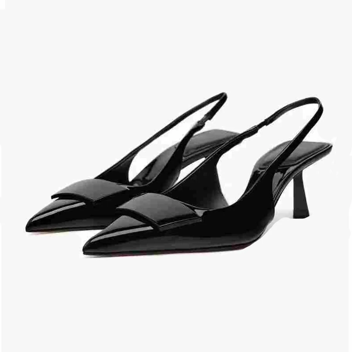 Women's Fabric Slingback High Heel Pump Bow Detail On The Front Elastic Strap Around The Back Pointed Toe Wedding Party Office Dance Shoes