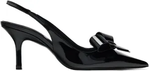 Women's Fabric Slingback High Heel Pump Bow Detail On The Front Elastic Strap Around The Back Pointed Toe Wedding Party Office Dance Shoes