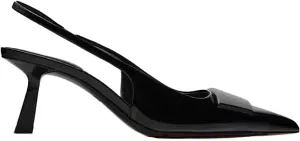 Women's Fabric Slingback High Heel Pump Bow Detail On The Front Elastic Strap Around The Back Pointed Toe Wedding Party Office Dance Shoes