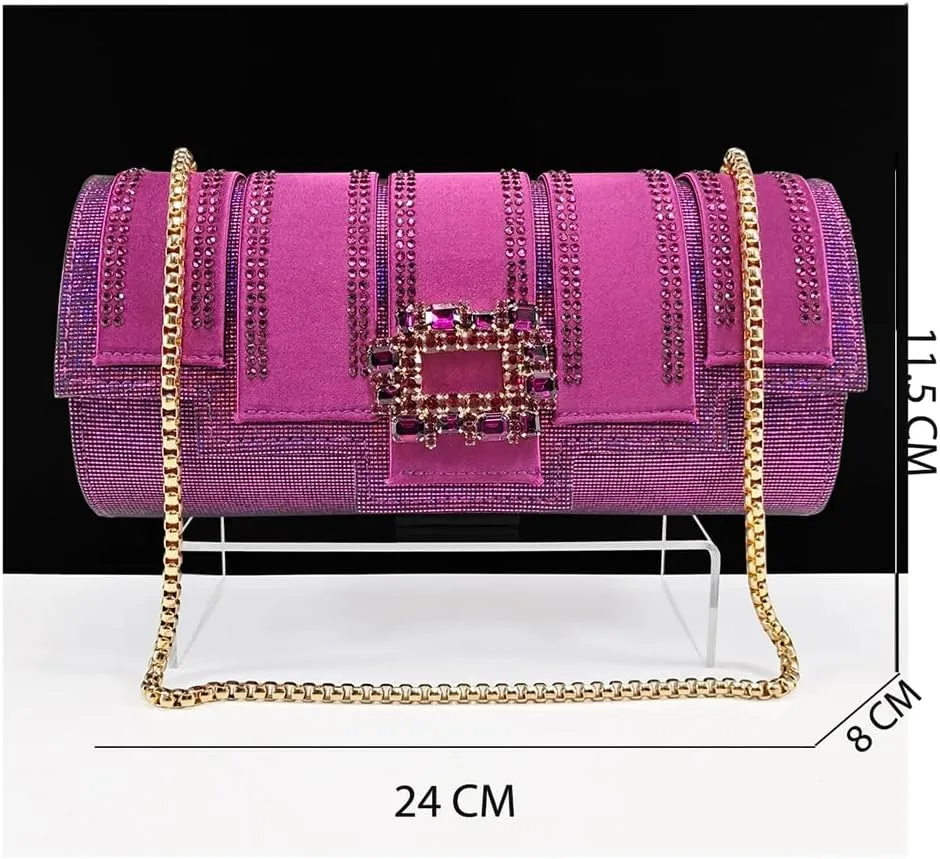 Women’S Fashion Pointed Toe Evening Shoes and Clutch Bag Set with Thin Heel and Rhinestone Embellishment