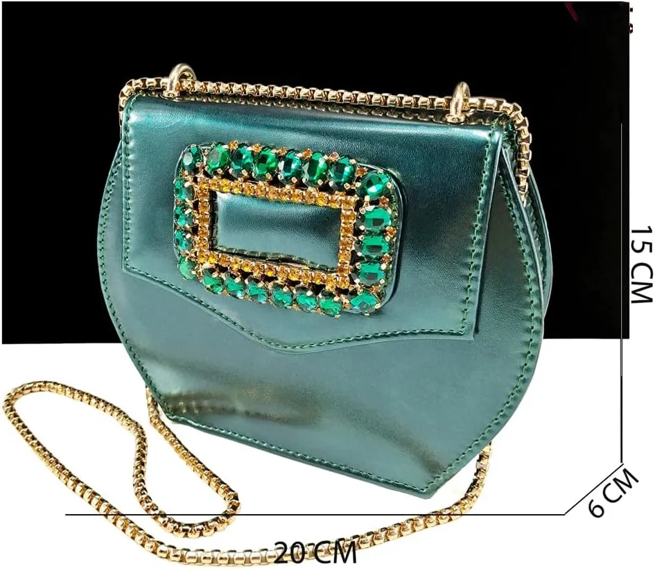 Women’S Fashion Rhinestone-Encrusted Pumps and Special Bag Set for Party Comfortable Streamline Slingbacks with Metal Decoration