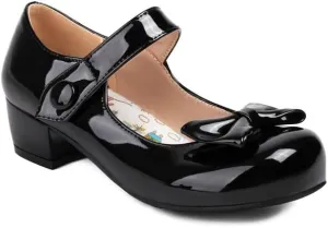 Women's Glossy Bows Square Toe Block Heel Mary Janes Pumps