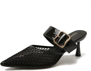 Womens Kitten Heels Mary Jane Shoes Closed Pointed Toe Dress Shoes Buckle Work Office Pump Shoes
