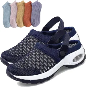 Women's Orthopedic Clogs with Air Cushion Support to Reduce Back and Knee Pressure, Air Cushion Orthopedic Slip on Arch Support Shoes Slip on Walking Sneaker