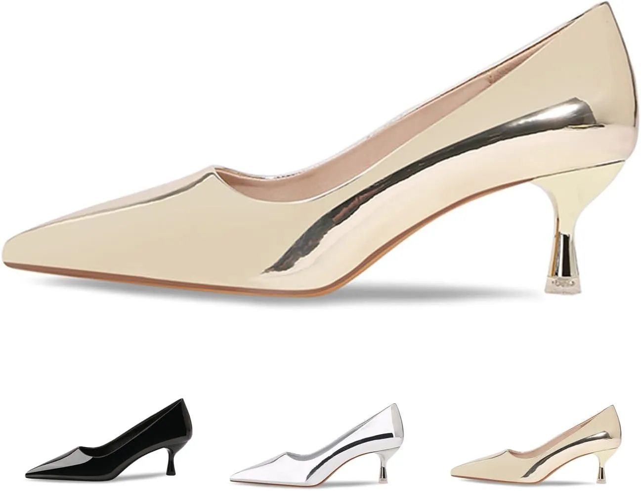 Women's Patent Leather High Heels Pumps Sexy Closed Pointed Toe Shallow Mouth Slip On Stiletto Heels Classic Office Party Prom Wedding Dress Pump Shoes