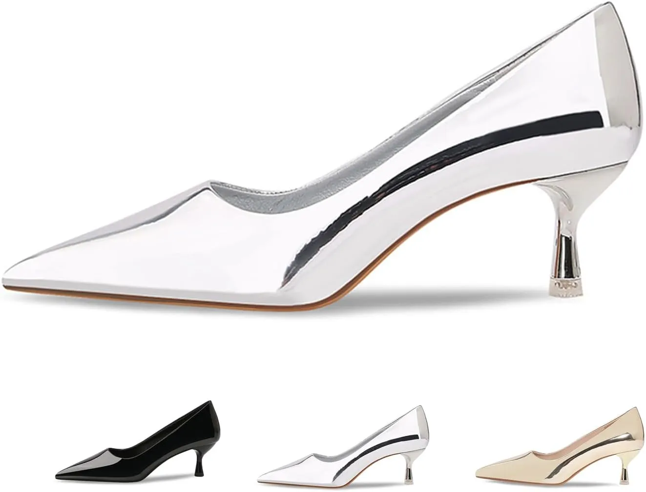 Women's Patent Leather High Heels Pumps Sexy Closed Pointed Toe Shallow Mouth Slip On Stiletto Heels Classic Office Party Prom Wedding Dress Pump Shoes