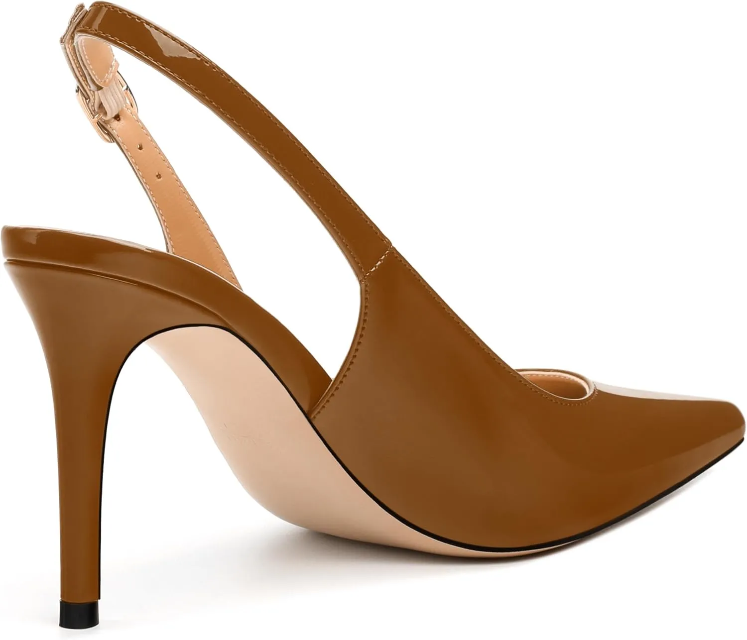 Women's Pumps, Slingback Pointed Toe Stiletto High Heels, Fashion Adjust Buckle Patent Shoes for Women 3.3 inch