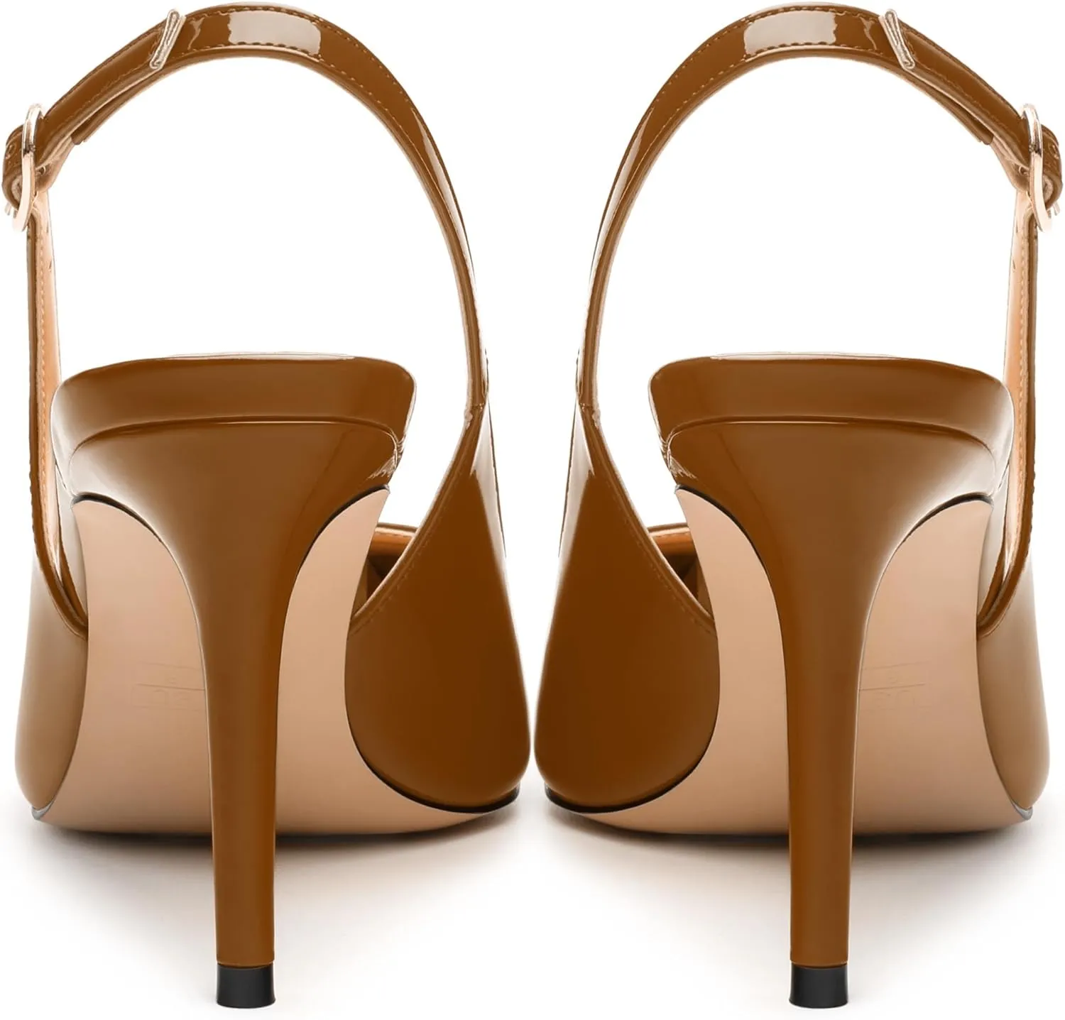 Women's Pumps, Slingback Pointed Toe Stiletto High Heels, Fashion Adjust Buckle Patent Shoes for Women 3.3 inch