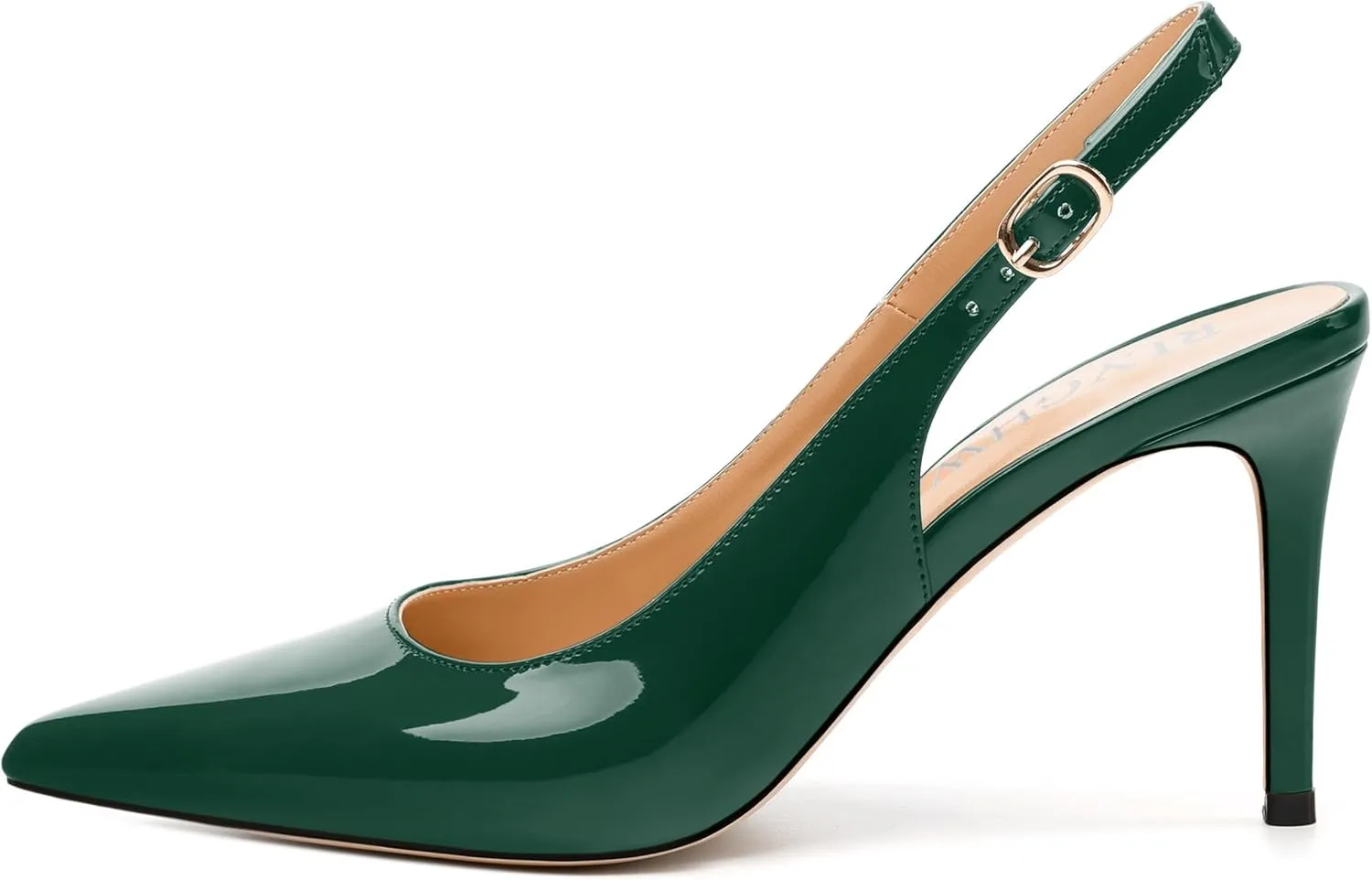 Women's Pumps, Slingback Pointed Toe Stiletto High Heels, Fashion Adjust Buckle Patent Shoes for Women 3.3 inch