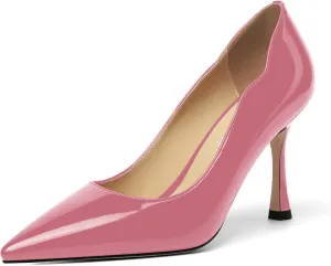 Womens Slip On Wedding Dress Pointed Toe Patent Stiletto High Heel Pumps Shoes 3.3 Inch