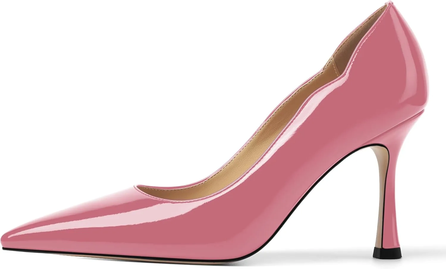 Womens Slip On Wedding Dress Pointed Toe Patent Stiletto High Heel Pumps Shoes 3.3 Inch