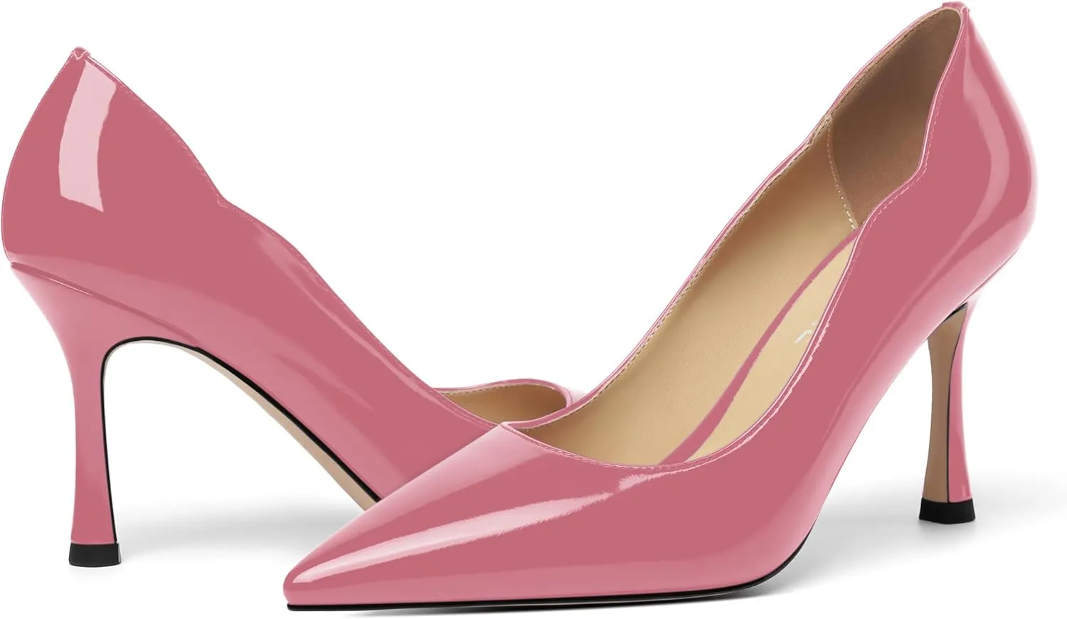 Womens Slip On Wedding Dress Pointed Toe Patent Stiletto High Heel Pumps Shoes 3.3 Inch