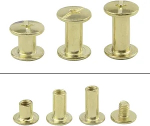 XINGYHENG 240PCS(120 Set) M5 3 Species Copper Plated Stainless Flat Head Rivet 1/4 3/8 1/2in Hollow Binding Screws T-Shape Round Docking Rivet Kit for Scrapbook Album Binding and Leather Repair