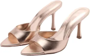 YIYA Women's Open Pointed Peep Toe Mules Kitten Heels Stiletto High Heels Slide Sandals Summer Slip On Backless Dress Spring Summer Pumps Shoes