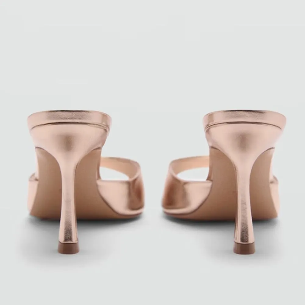 YIYA Women's Open Pointed Peep Toe Mules Kitten Heels Stiletto High Heels Slide Sandals Summer Slip On Backless Dress Spring Summer Pumps Shoes
