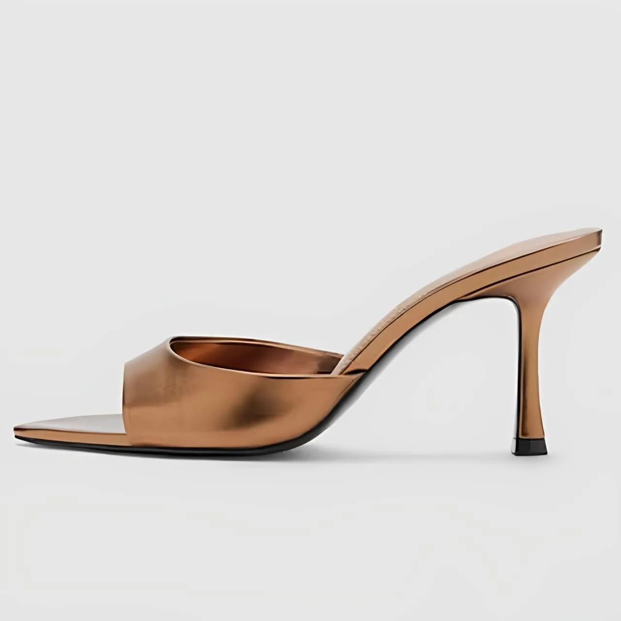 YIYA Women's Open Pointed Peep Toe Mules Kitten Heels Stiletto High Heels Slide Sandals Summer Slip On Backless Dress Spring Summer Pumps Shoes