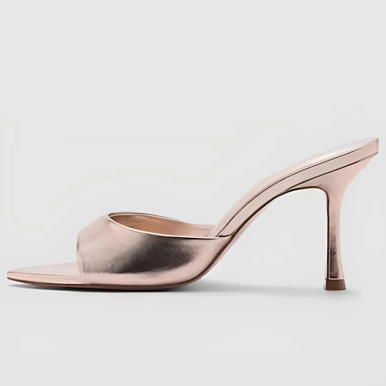 YIYA Women's Open Pointed Peep Toe Mules Kitten Heels Stiletto High Heels Slide Sandals Summer Slip On Backless Dress Spring Summer Pumps Shoes