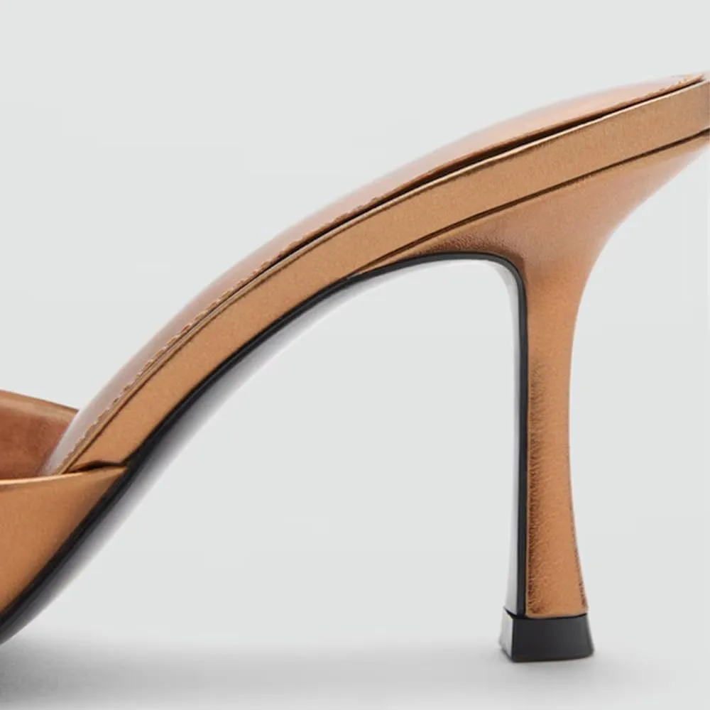 YIYA Women's Open Pointed Peep Toe Mules Kitten Heels Stiletto High Heels Slide Sandals Summer Slip On Backless Dress Spring Summer Pumps Shoes