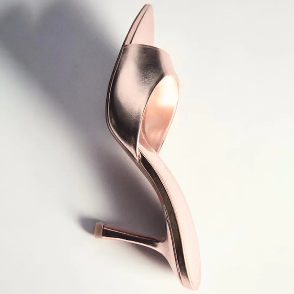 YIYA Women's Open Pointed Peep Toe Mules Kitten Heels Stiletto High Heels Slide Sandals Summer Slip On Backless Dress Spring Summer Pumps Shoes