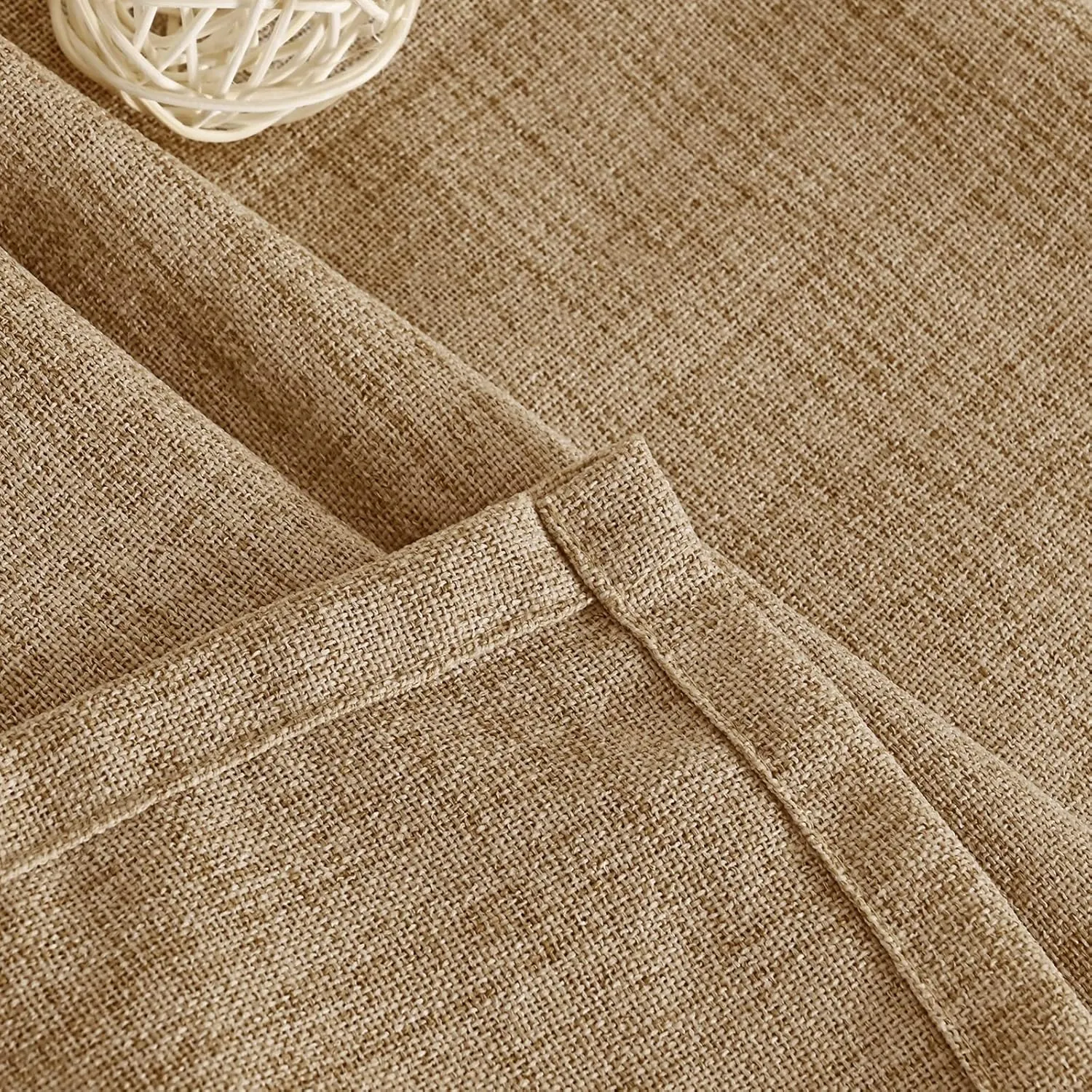 YoungsTex Burlap Linen Curtains 63 Inch Length 2 Panels for Bedroom, Toffee Tan Semi Sheer Drapes Textured with Bronze Grommet Light Filtering for Living Room Farmhouse, 52 X 63 Inch