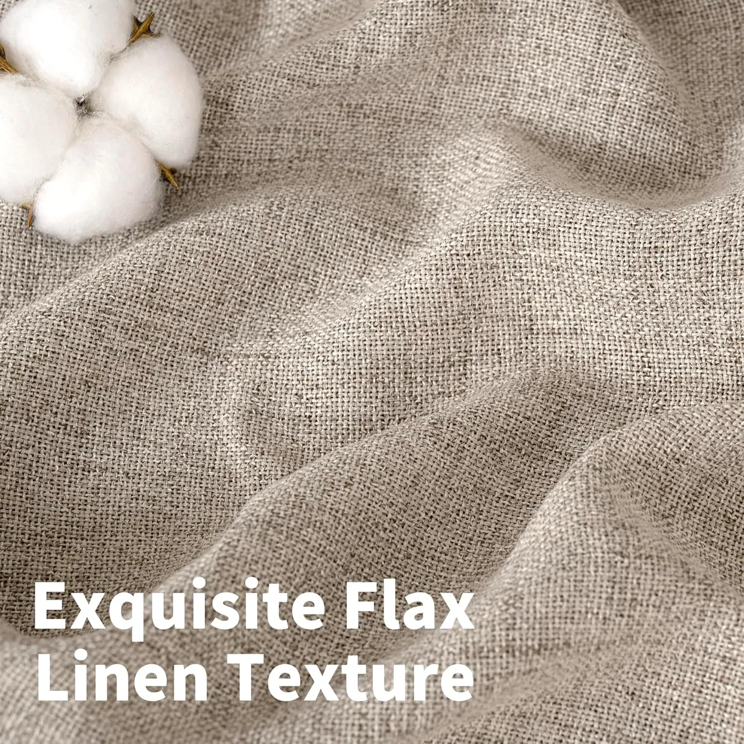 YoungsTex Dark Oatmeal Linen Curtains 63 lnch Length 2 Panels for Living Room, Bronze Grommet Semi Sheer Drapes with Textured Window Treatments for Bedroom Farmhouse Light Filtering, 52 X 63 Inch