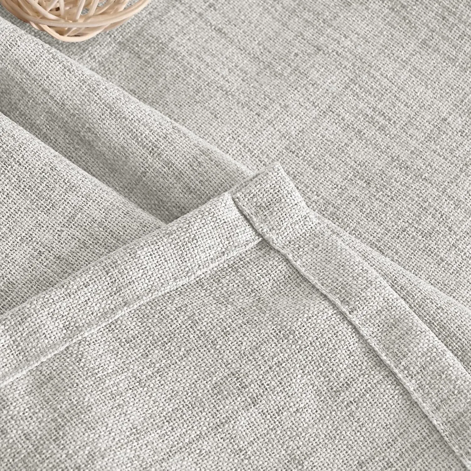 YoungsTex Light Grey Linen Curtains 63 Inches Long for Living Room 2 Panels - Textured Semi Sheer Window Drapes with Bronze Grommet Light Filtering for Bedroom Office Privacy, 2 Panels, 52 X 63 Inch