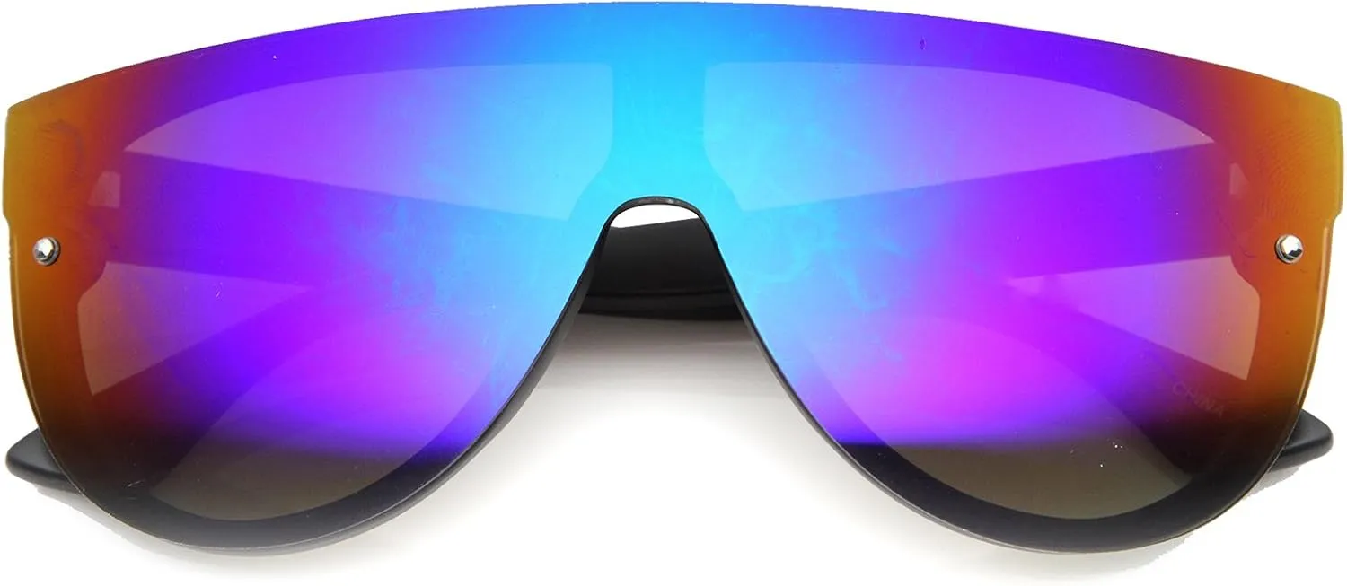 zeroUV 80s Baseball Sunglasses, Mirrored Men Sports Glasses, Women Goggles for Cycling, Wraparound Visor Shield
