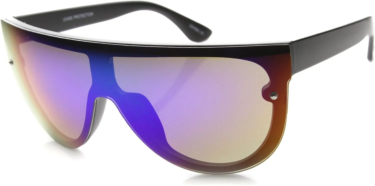 zeroUV 80s Baseball Sunglasses, Mirrored Men Sports Glasses, Women Goggles for Cycling, Wraparound Visor Shield