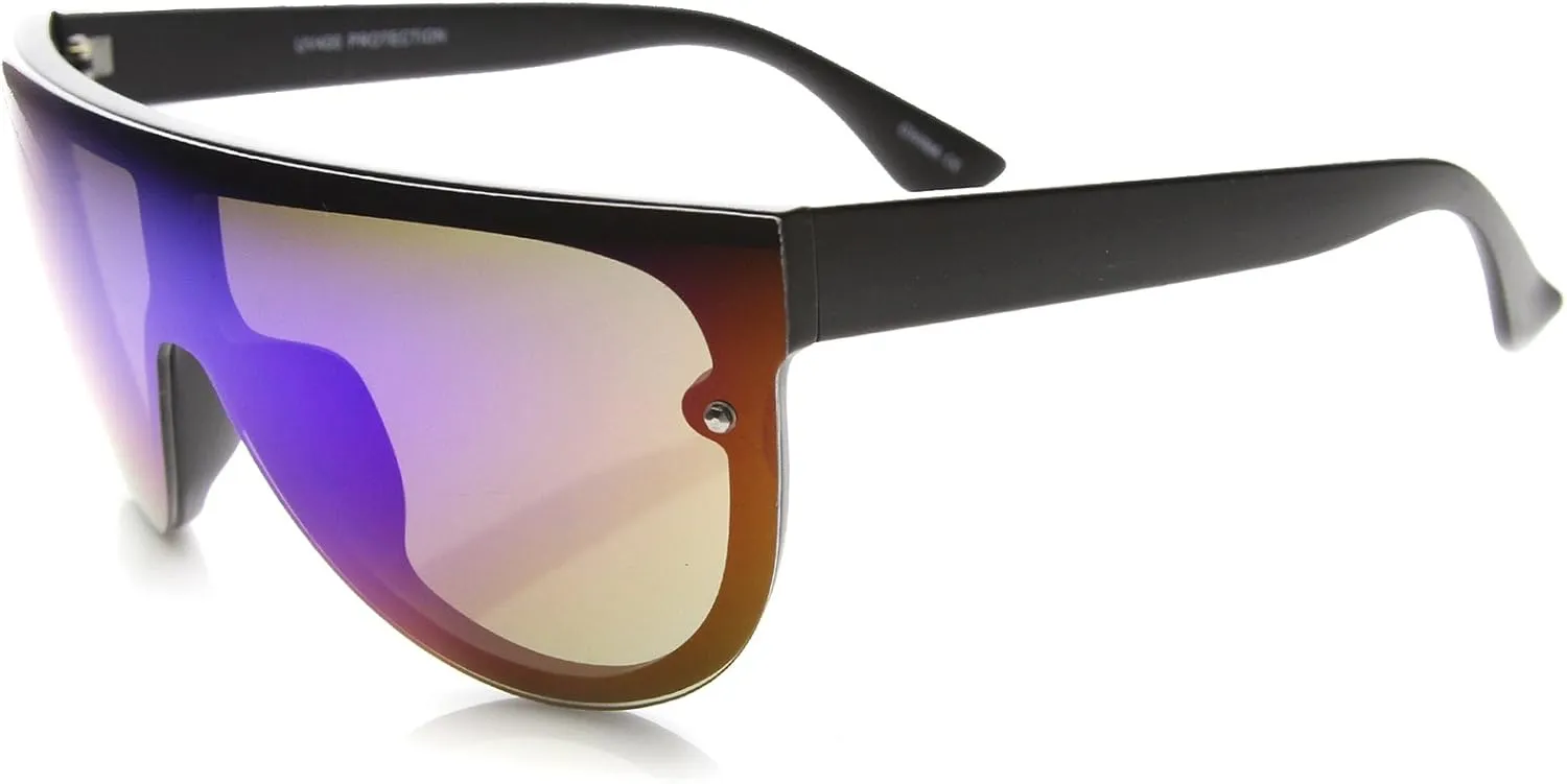 zeroUV 80s Baseball Sunglasses, Mirrored Men Sports Glasses, Women Goggles for Cycling, Wraparound Visor Shield