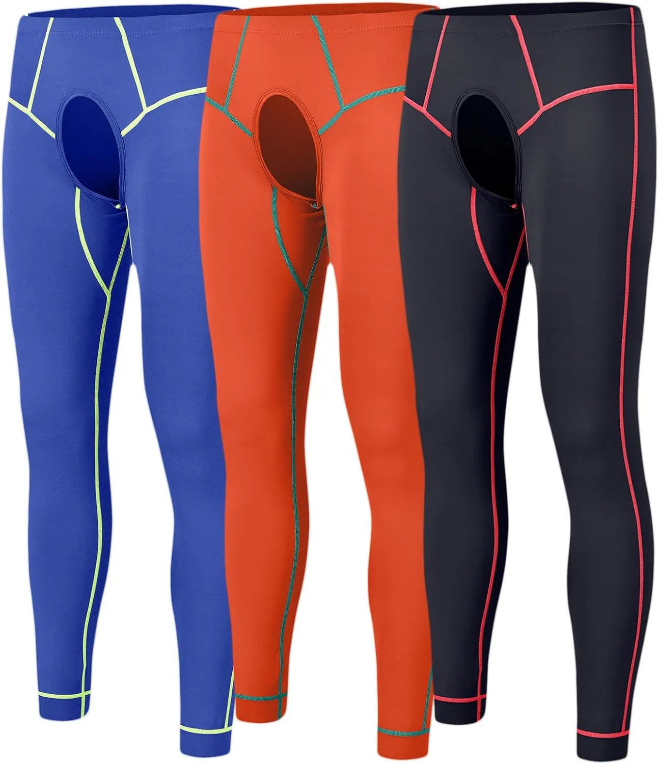 ZONBAILON Compression Pants Mens Tights Open Front Leggings Sports Base Layer Men Cold Weather Athletic Thermal